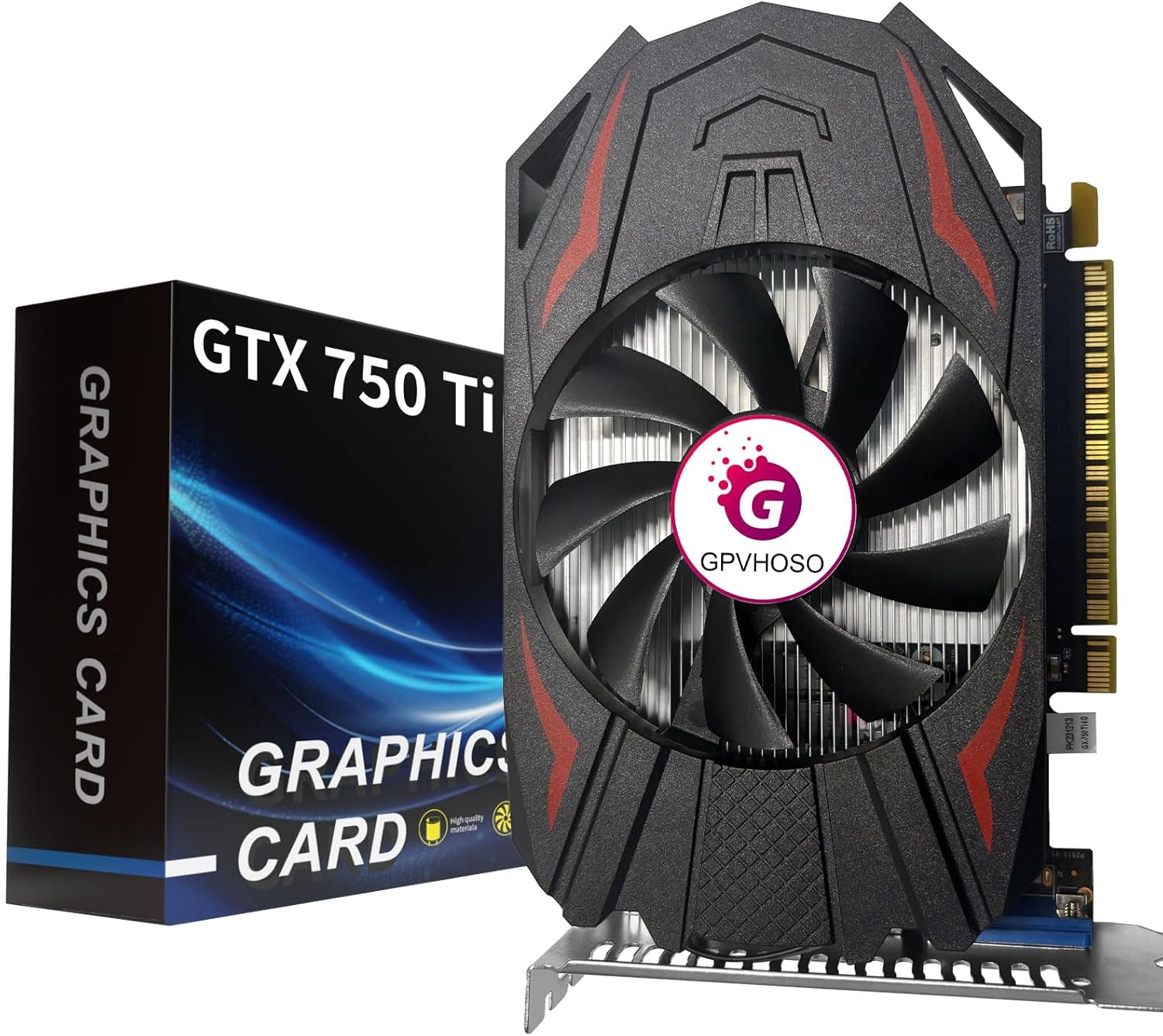 GPVHOSO GTX 750Ti 4GB GDDR5 Graphics Card, 640SP 128bit Direct X12 Computer Video Cards, PCI Express 3.0x16 Interface, VGA, HDMI, DVI-D, Low Power GPU for Working Gaming