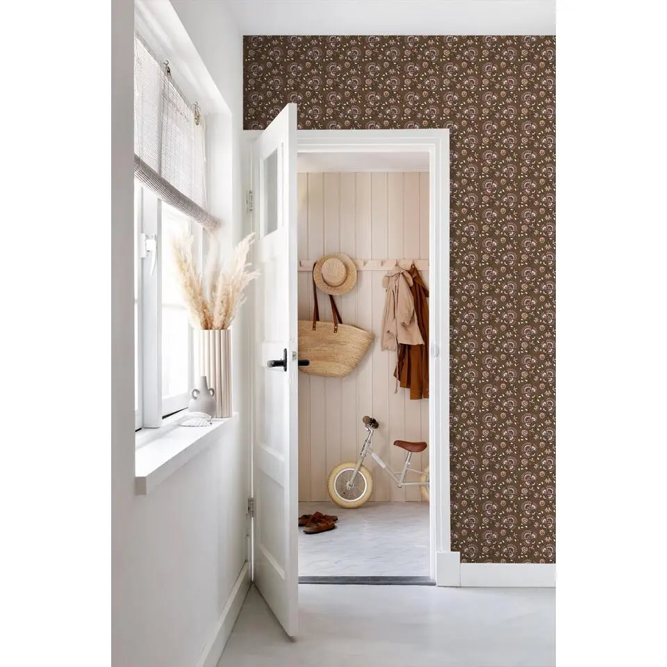ESTAhome behang vintage bloemen bruin - 50 x 900 cm