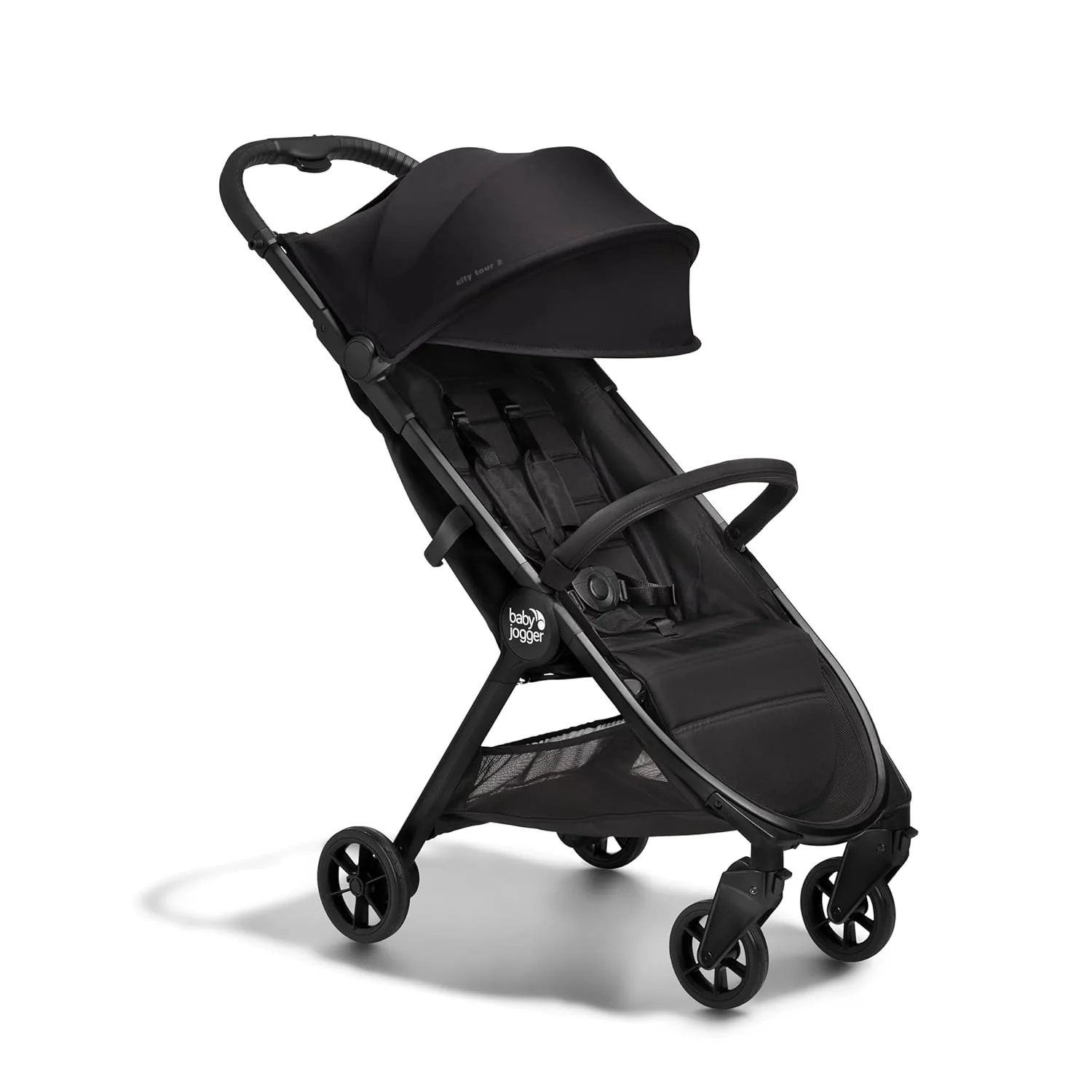 City Tour 2 Ultra-Compact Travel Stroller, Jet, Lightweight, Foldable, Ideal for Traveling(Single Stroller/Eco Black with Belly Bar)