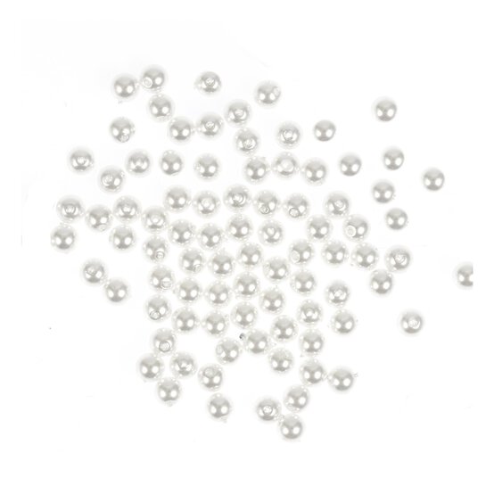 White Glass Pearl Beads 4mm 100 Pack