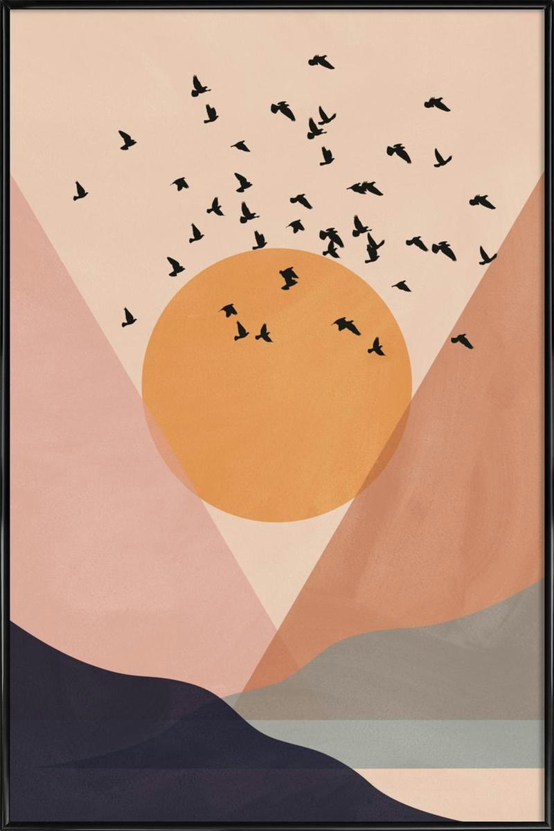 SUN FLOCK - Affiche dans cadre standard (noir) multicolore 40x60