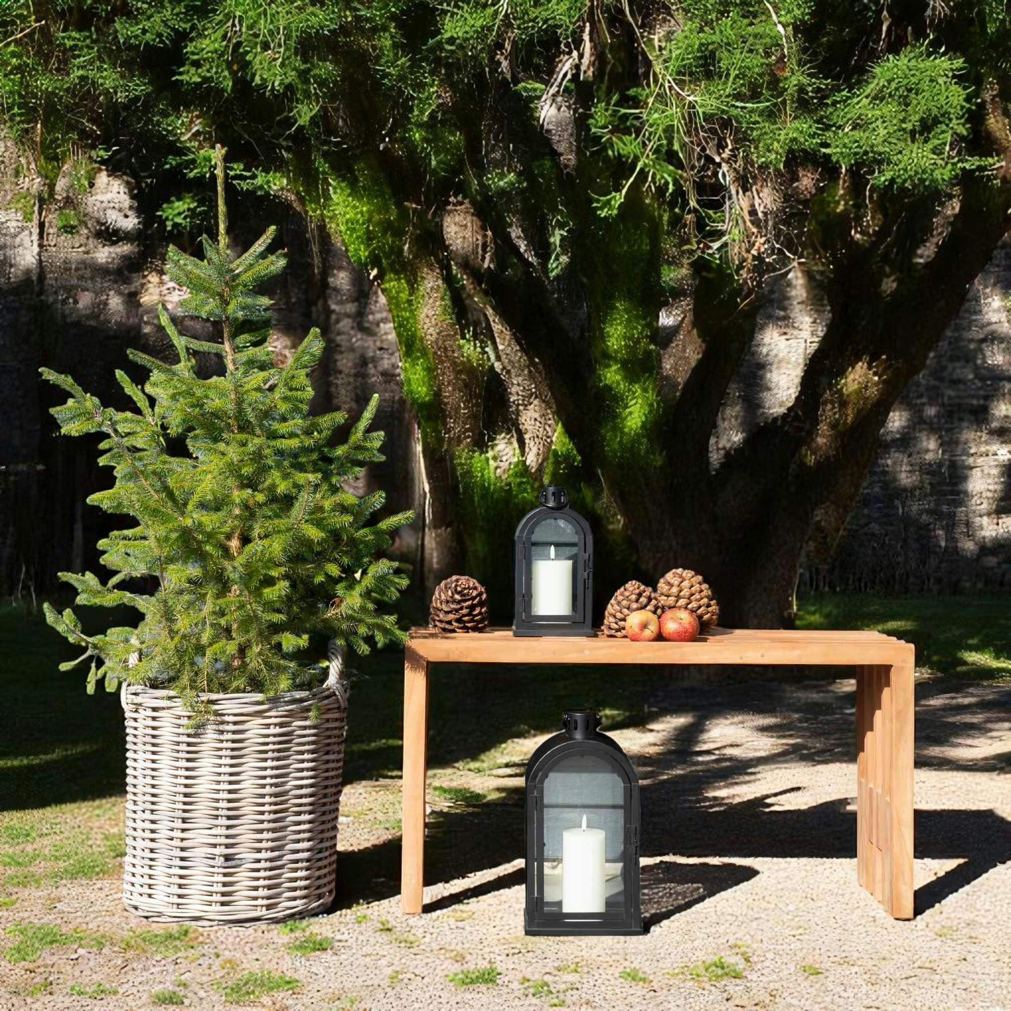 Banc de jardin en bois de teck sans dossier 90 cm MENDOZA