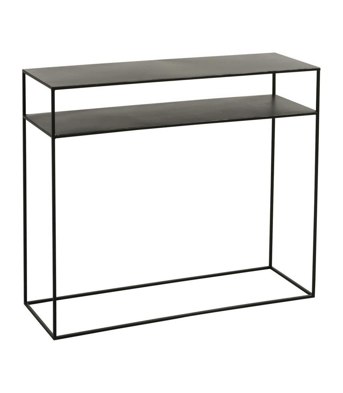 RIOLO - Console Rectangulaire 2 plateaux en métal noir