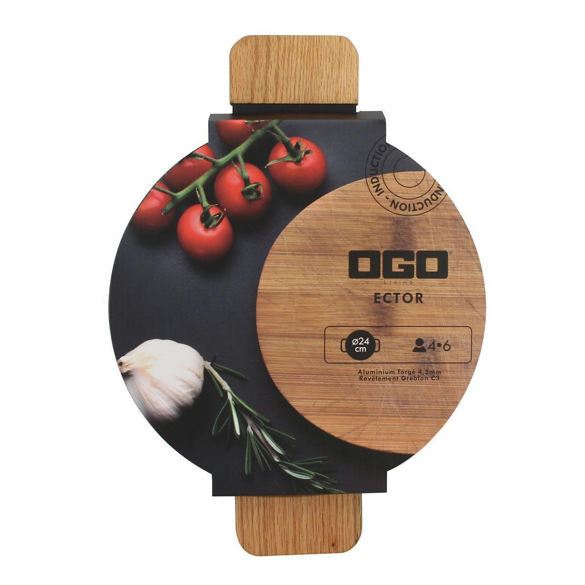 ECTOR - Faitout en aluminium et poignée en bois Ø24cm - compatible induction