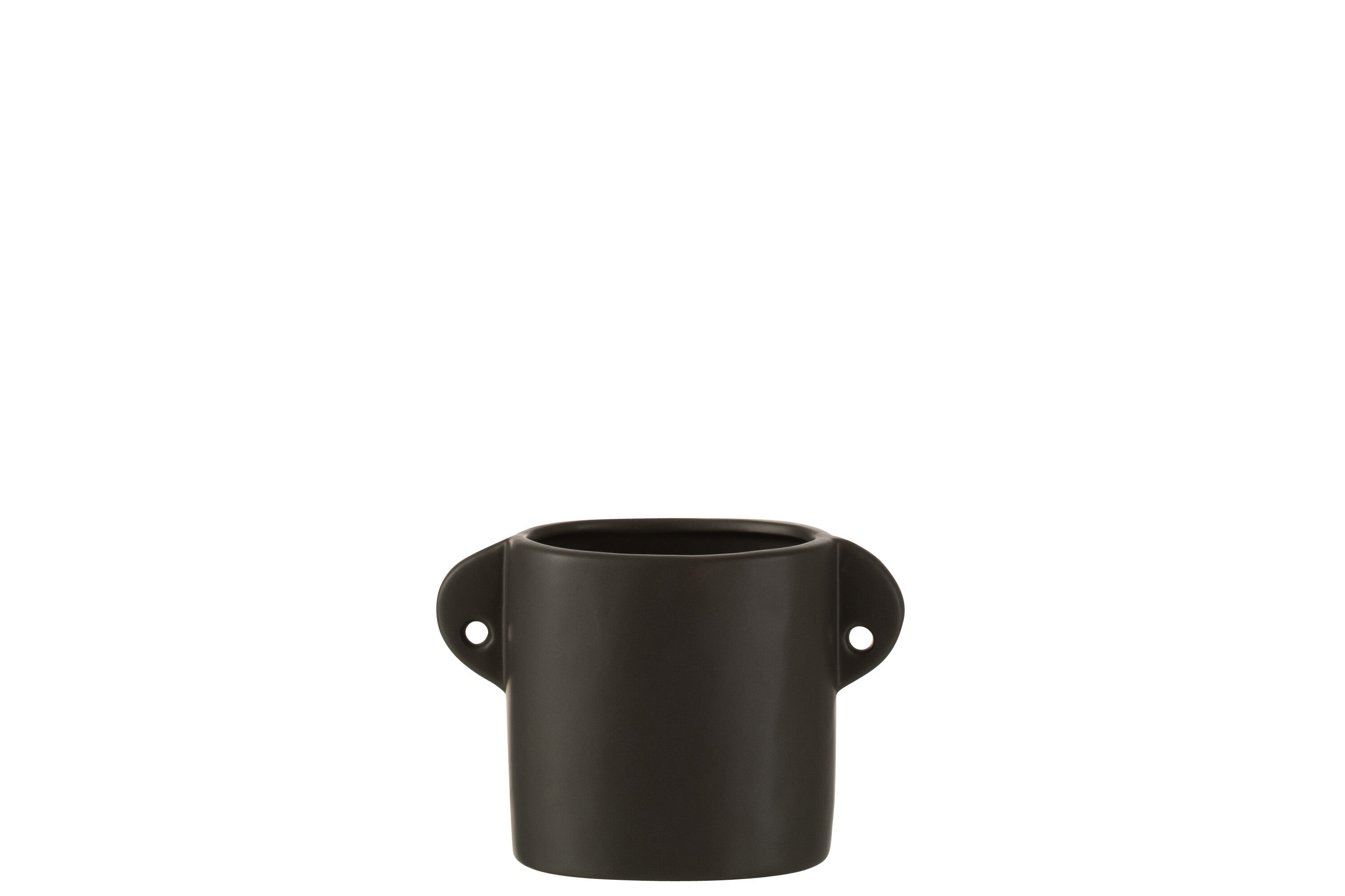 J-Line bloempot Renaissance - keramiek - zwart - 2 stuks - Ø 8.5 cm