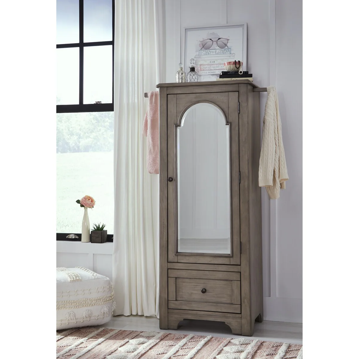 Farm House Mirrored Door Chest, Old Crate Brown