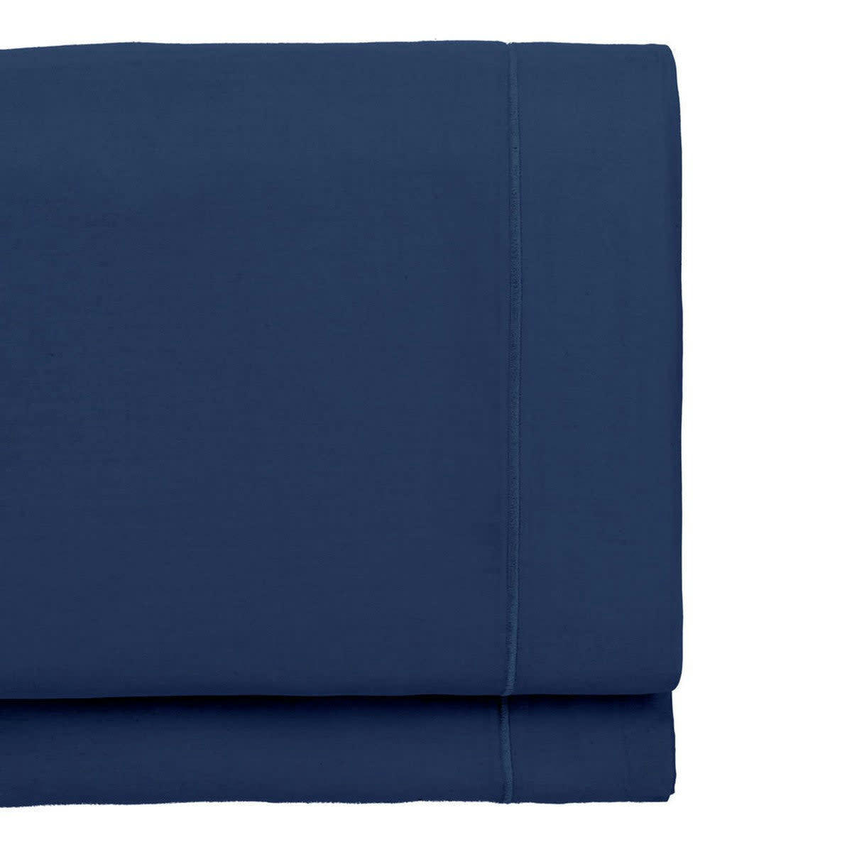 JULIA - Drap plat satin de coton  240x300 bleu indigo