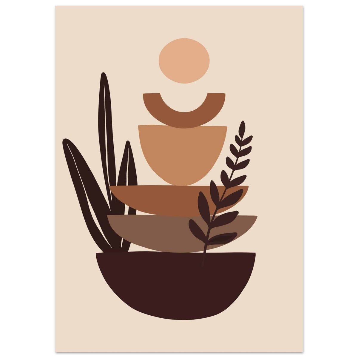 Artfulprints Poster Boho – Balanced earth  - 50x70 cm - Bruin