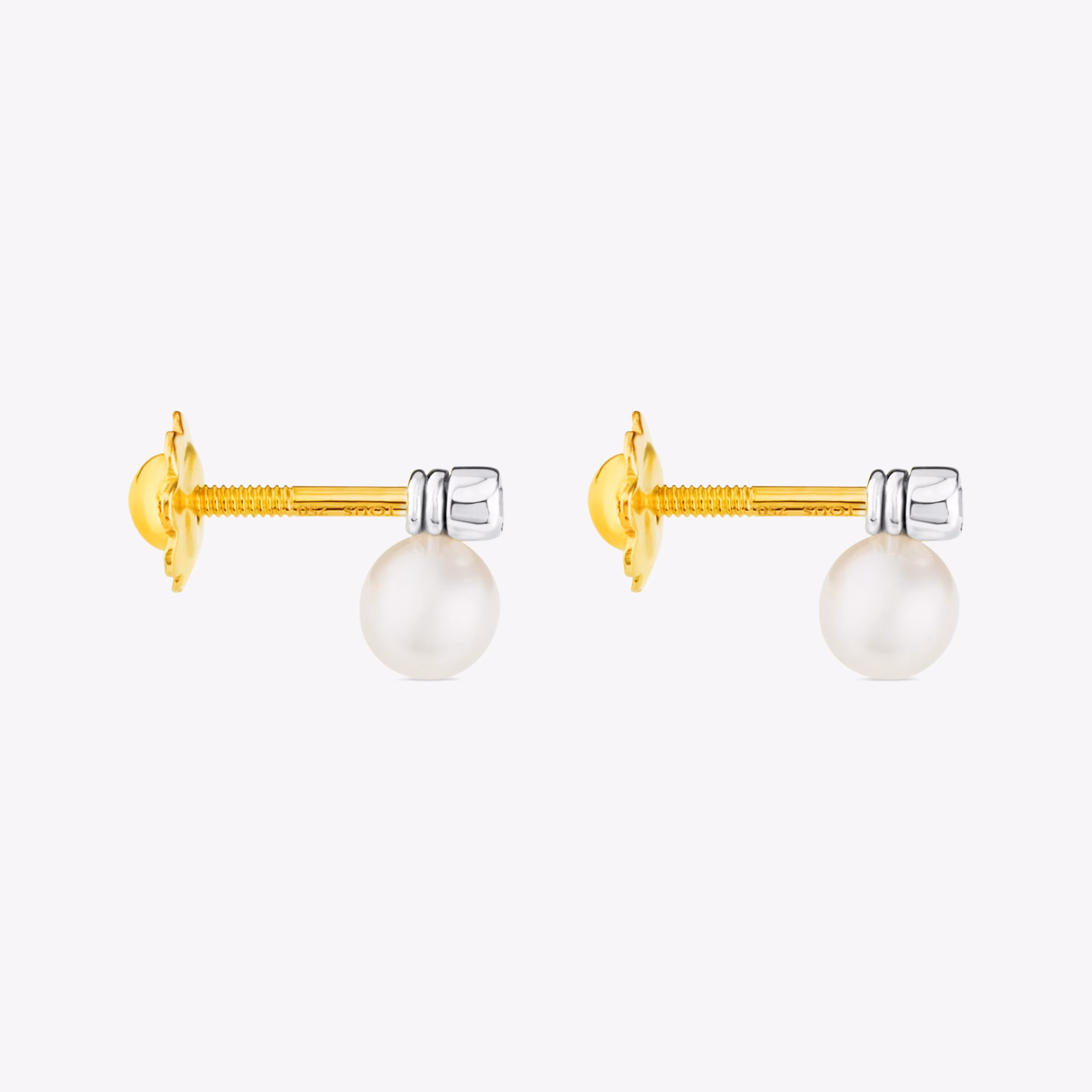 Pendientes de oro blanco, diamantes y perlas cultivadas Basics