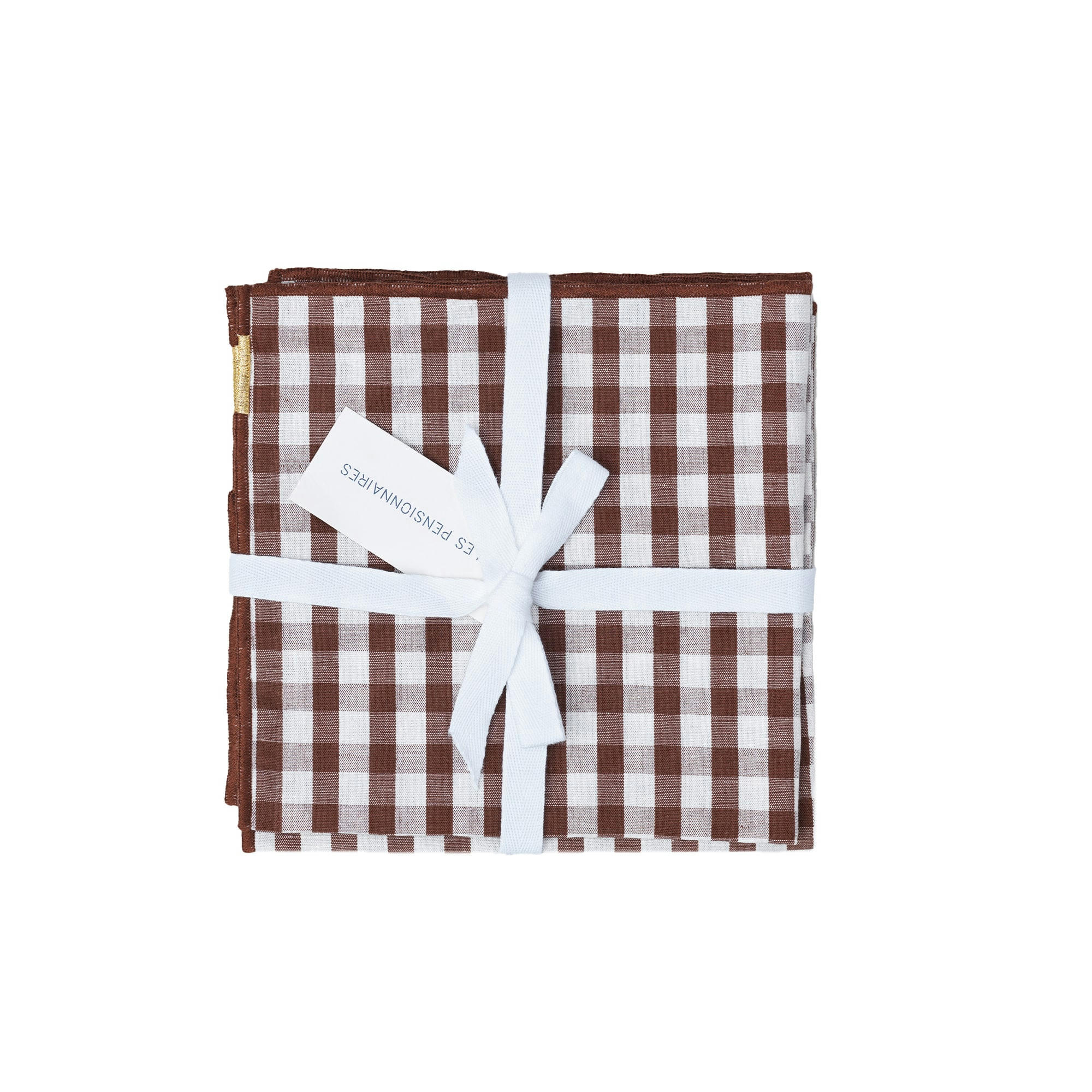 - Serviettes de table (lot de 2) lin / coton vichy noisette