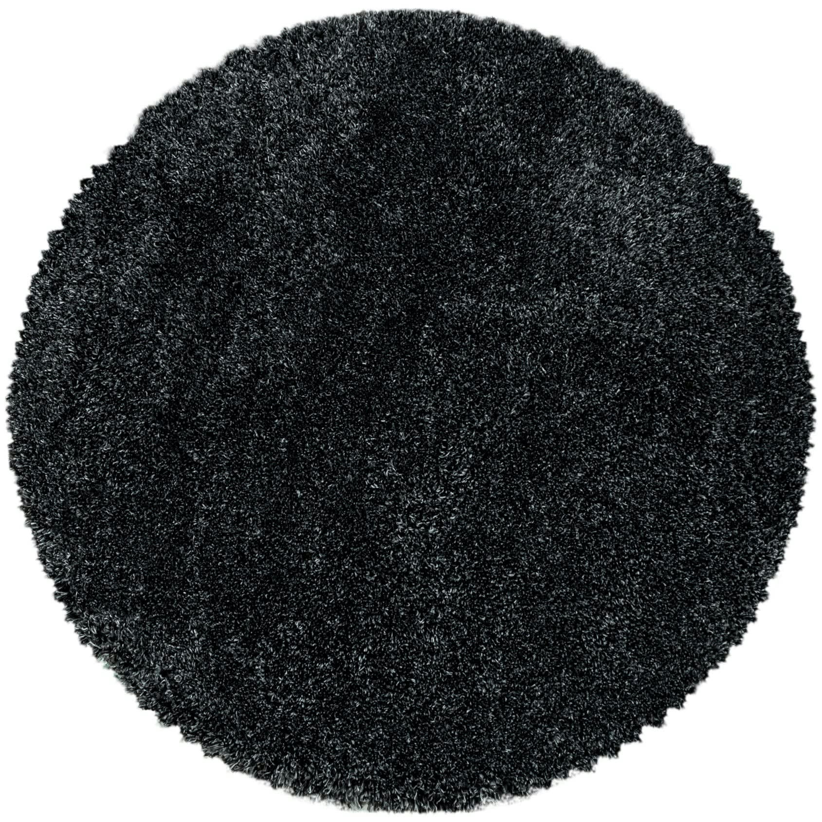 MOELLEUX - Tapis cosy rond à poils longs noir 200x200cm