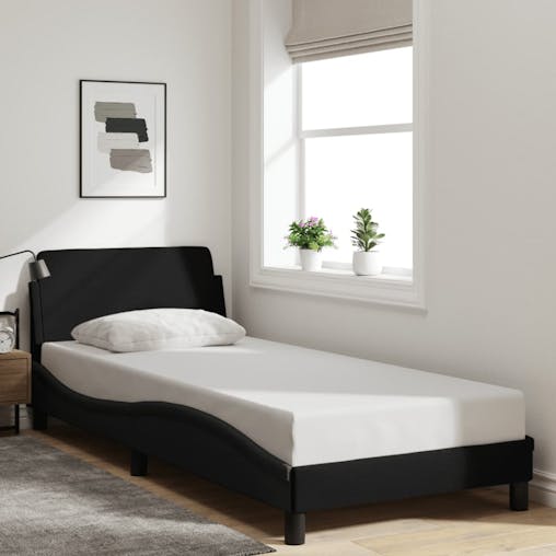 NNEVL Bed Frame with Headboard Black 90x190 cm Fabric
