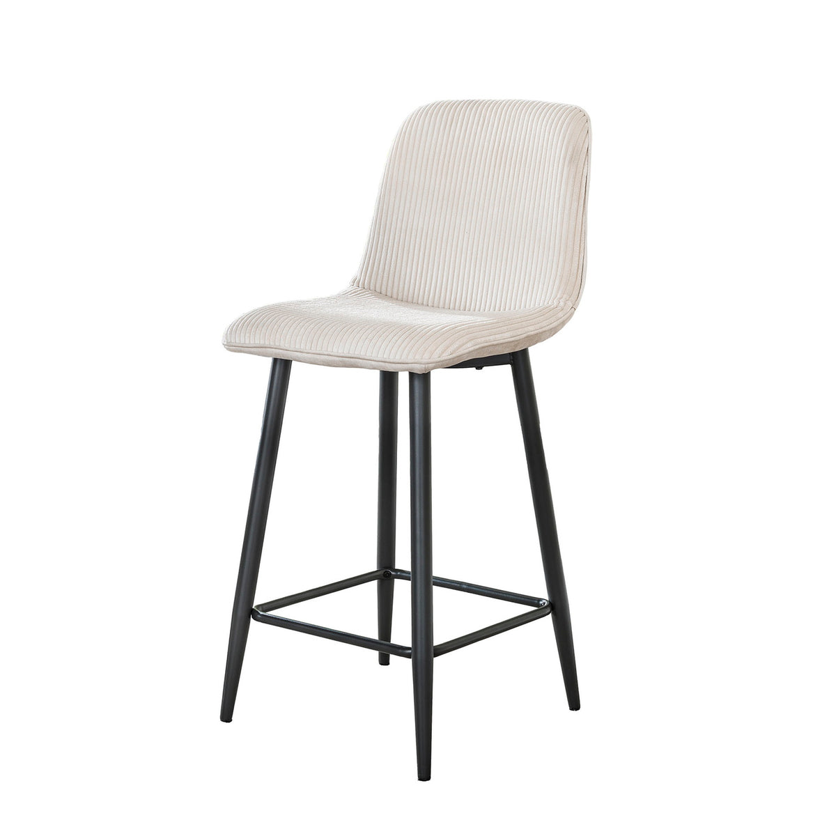 Giga Meubel Barstoel Rib Rock - Crème Ribstof - Zithoogte 67cm - Set van 2