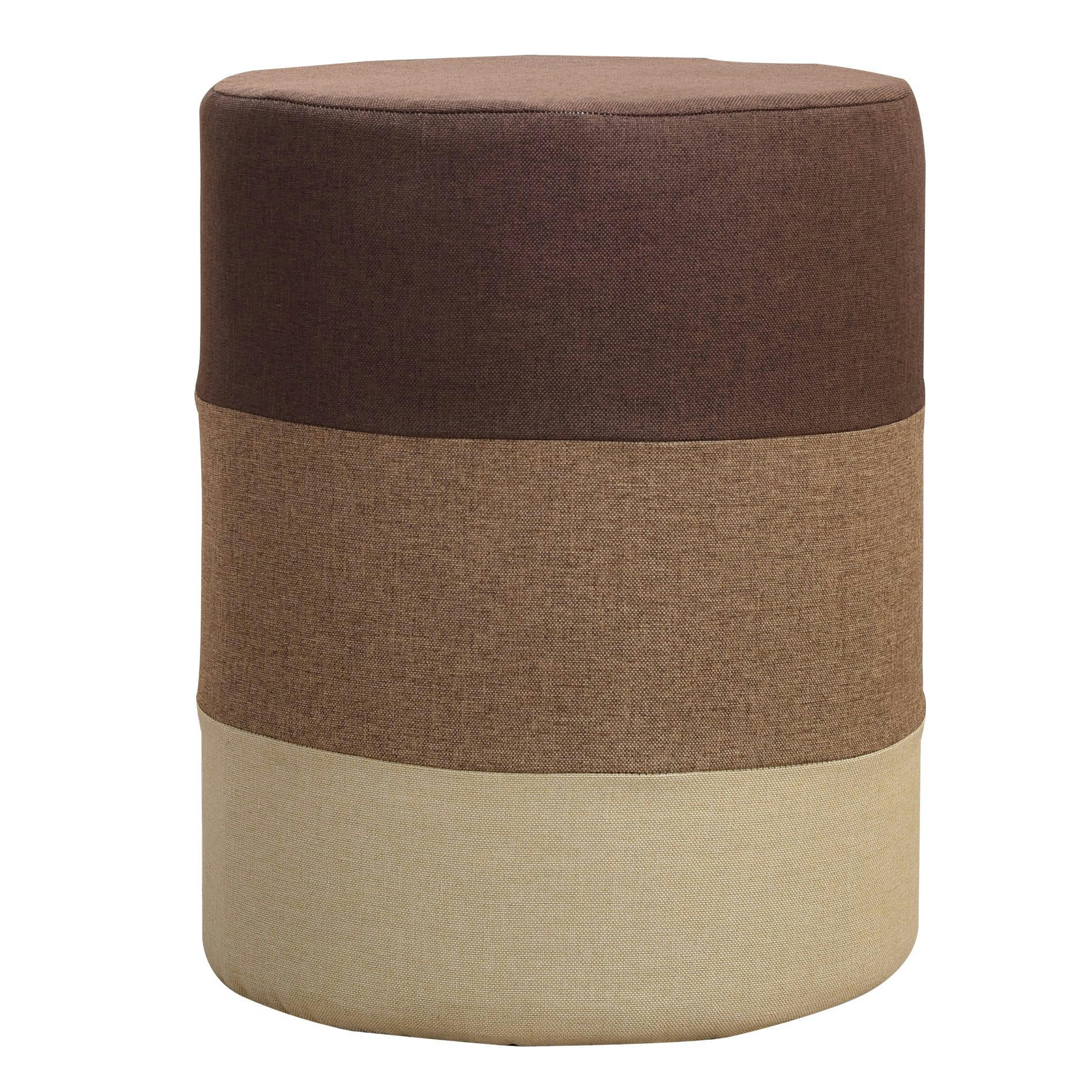 ENJOYRELAX - Repose-pieds pouf en fibre de bois et tissu marron et beige
