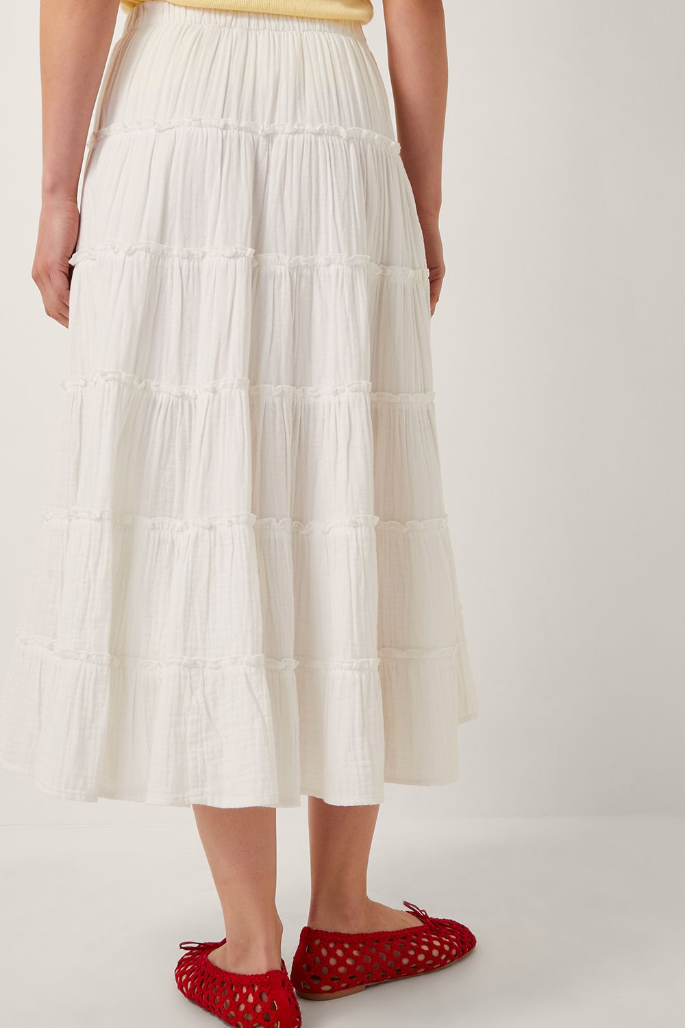 Monsoon Ginny Tiered Maxi Skirt Ivory