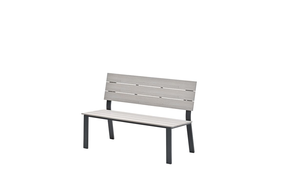 Jondal parkbank - carbon black - light teak Vironwood - L125 cm
