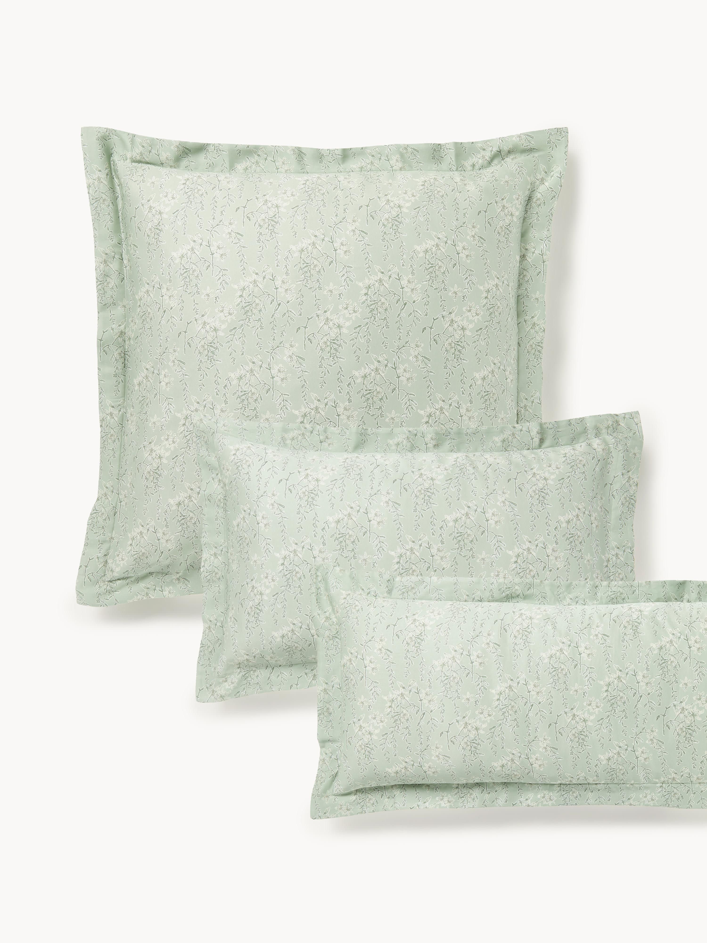 Baumwollsatin-Kopfkissenbezug Leticia mit Blumen-Print
