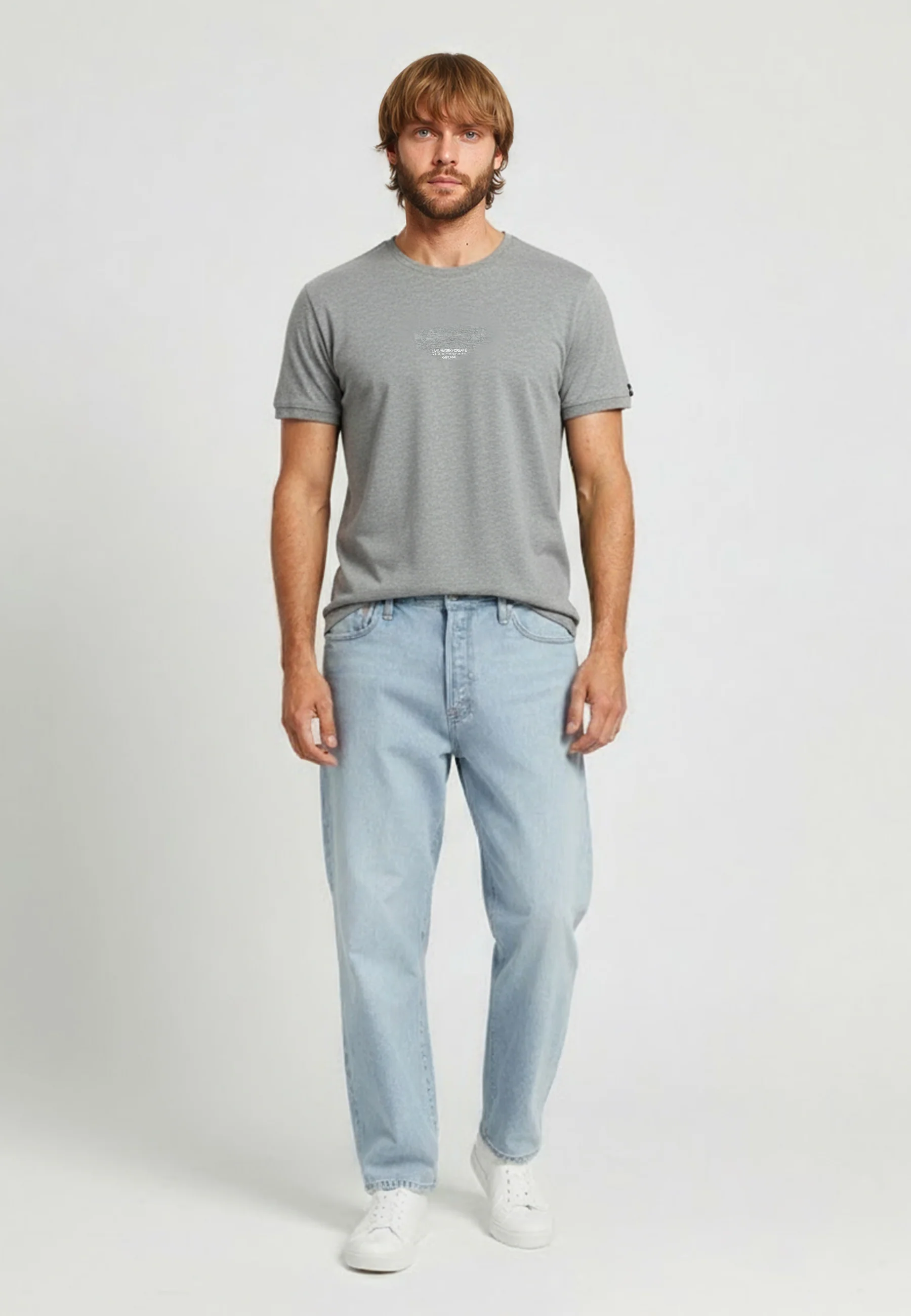 T-shirt manches courtes regular gris mélangé coton NIRAJ