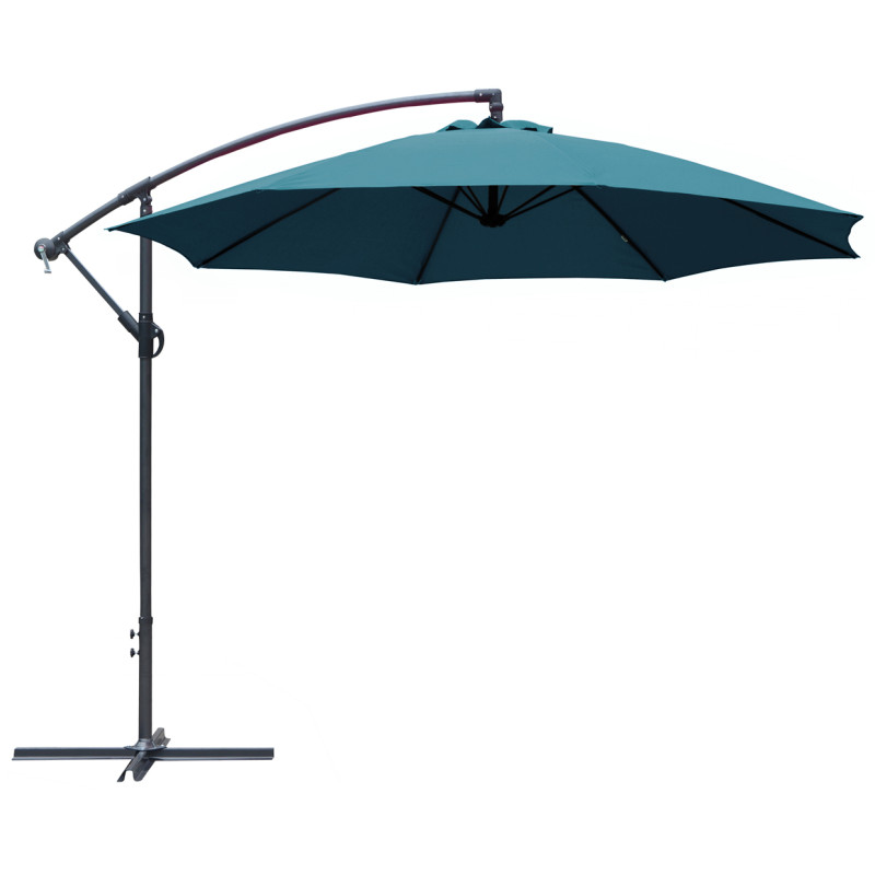 Parasol déporté inclinable avec manivelle bleu Ø 300 cm
