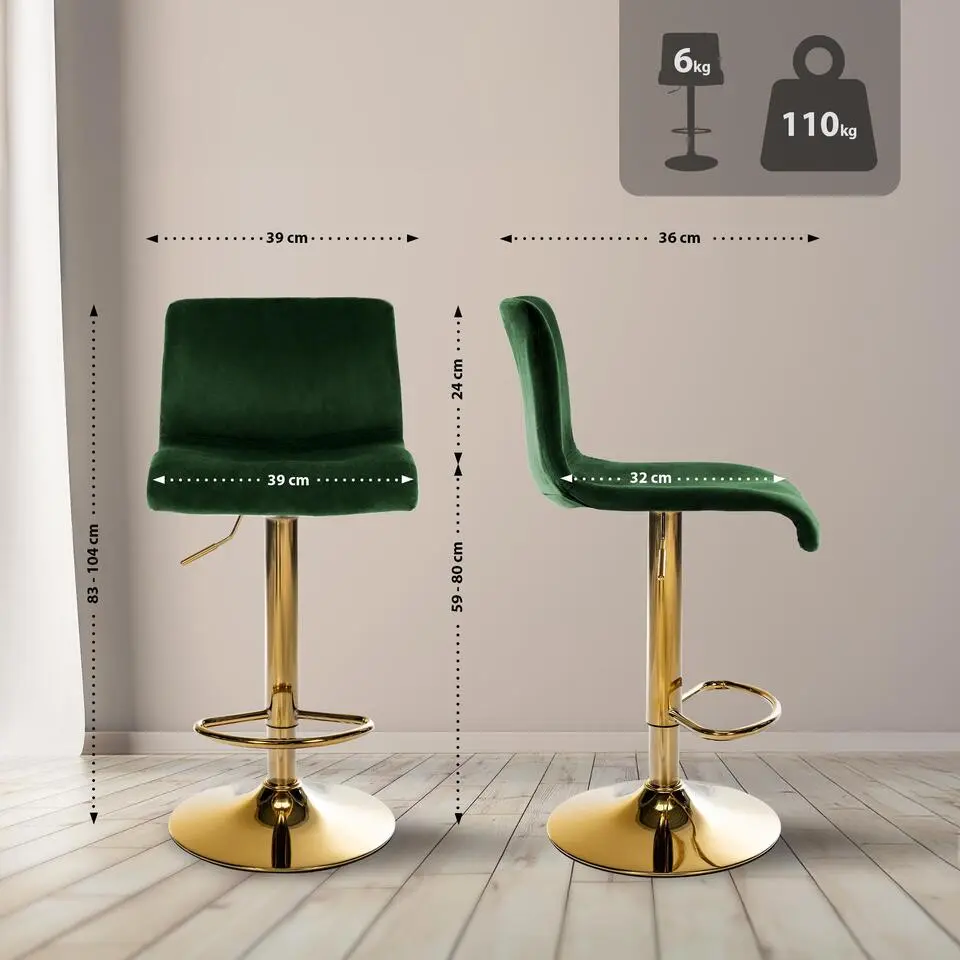 CLP Barkruk Hover Fluweel - groen