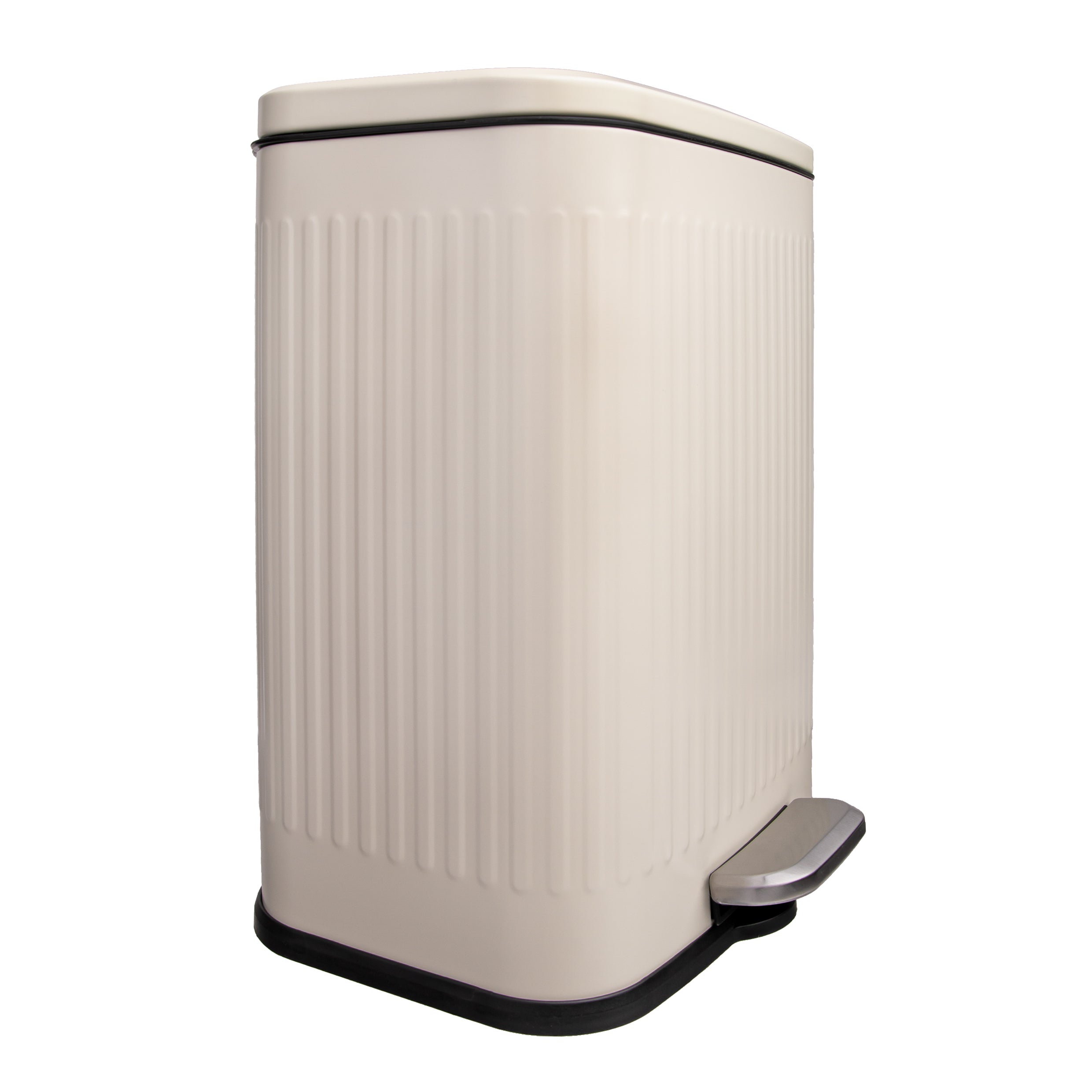 QUVIO Prullenbak 13 L - Rechthoekig afgerond - Metaal - Beige