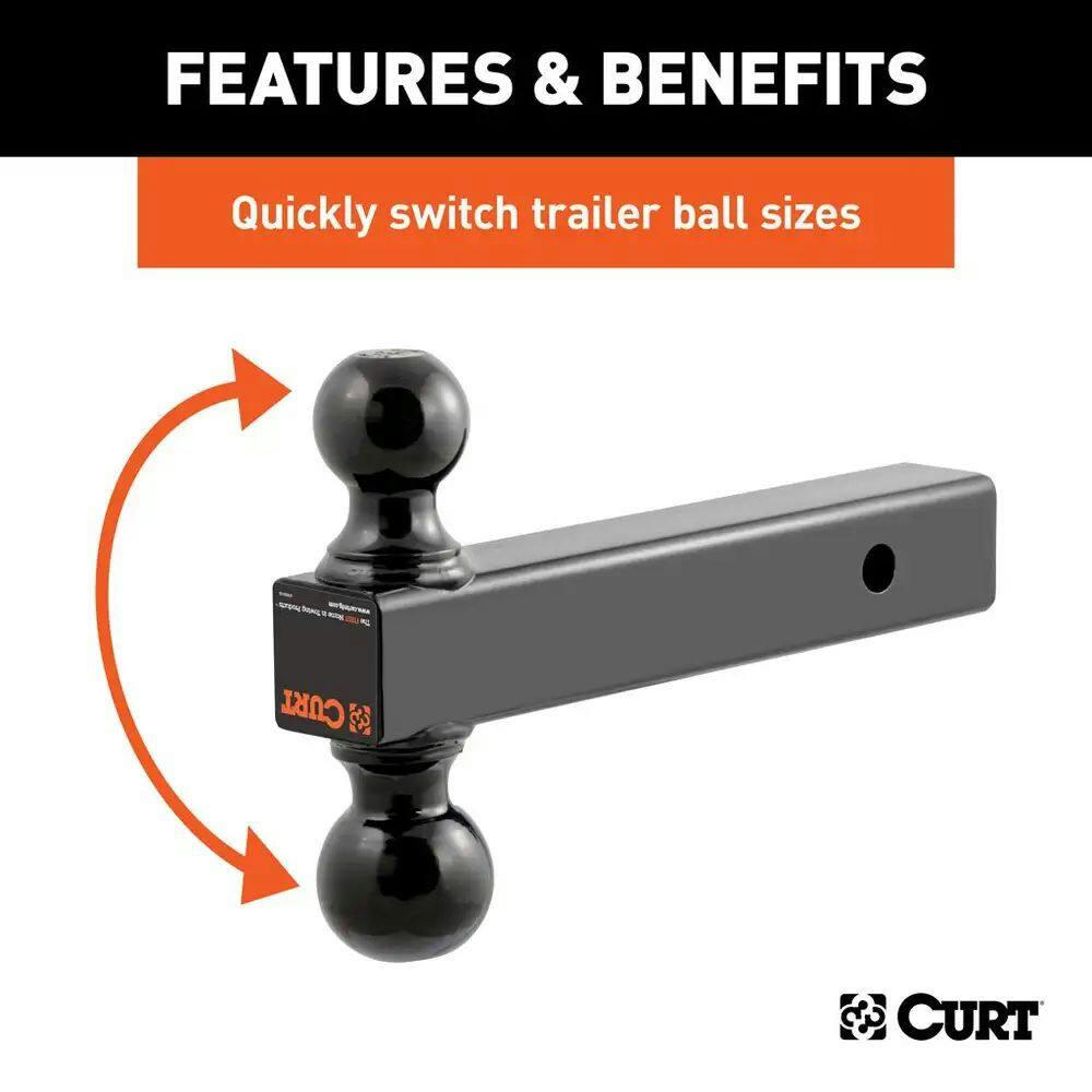 CURT 45660 Multi-Ball Mount, 2-in Solid Shank, 2-in & 2-5/16-in Black Balls