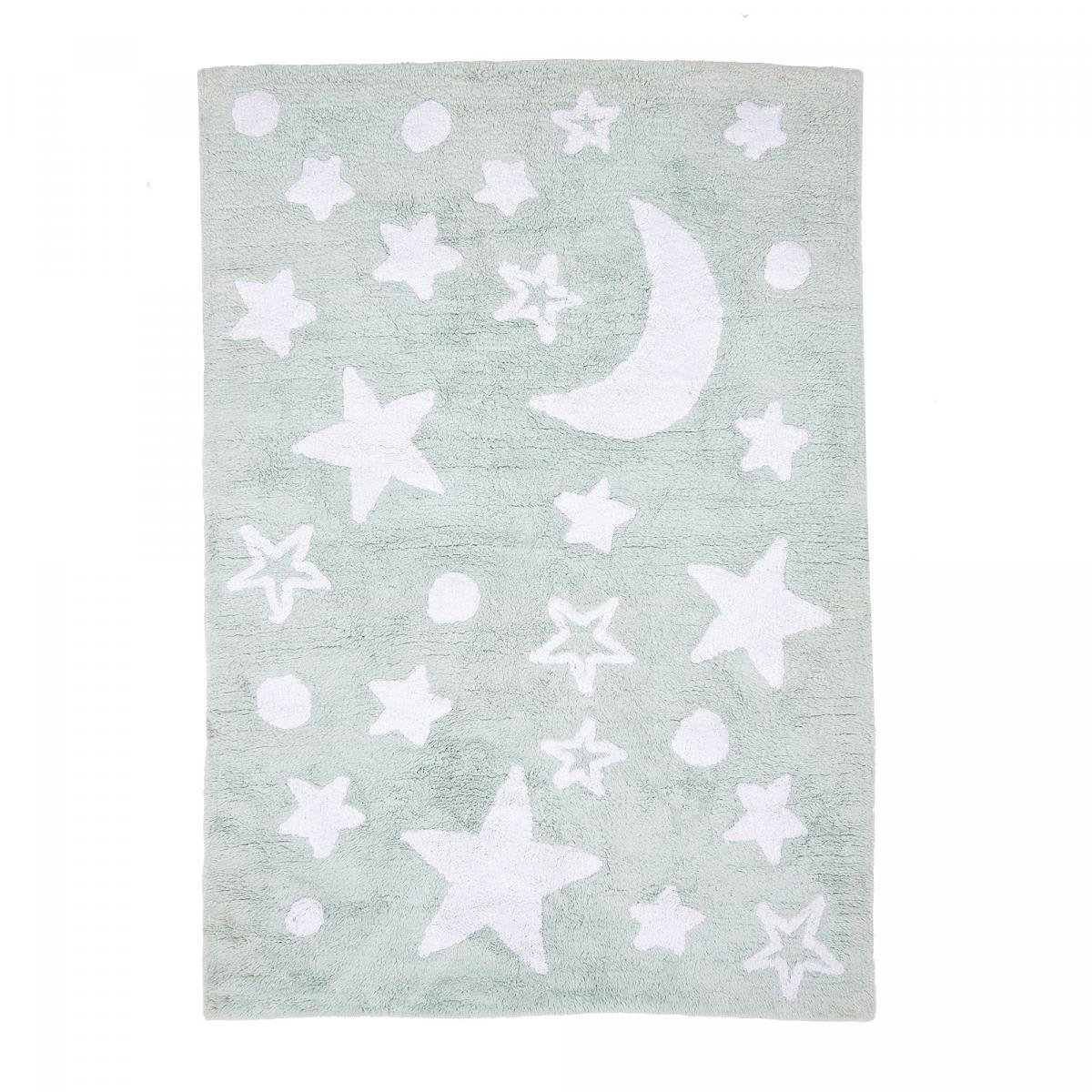 GOOD NIGHT 100% BIO - Tapis enfant en coton vert 120x170