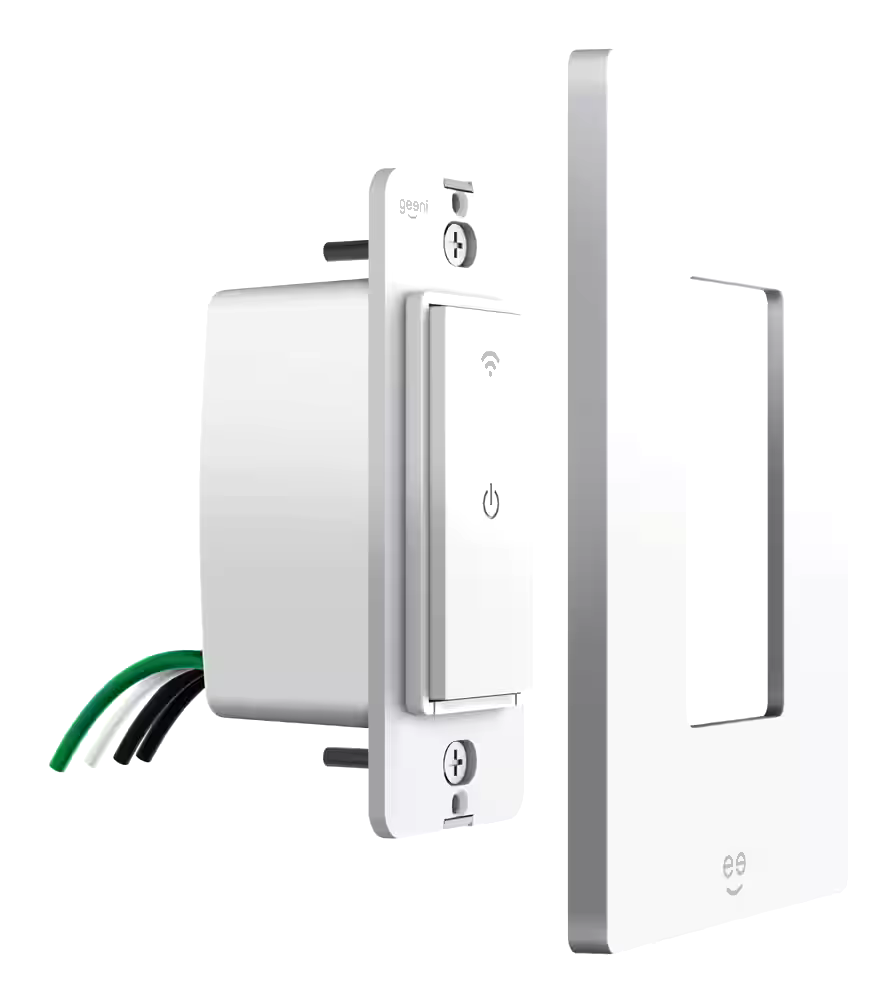 Geeni GNCWW107199 Wi-Fi Smart Light Switch, 15A, White, No Hub Required