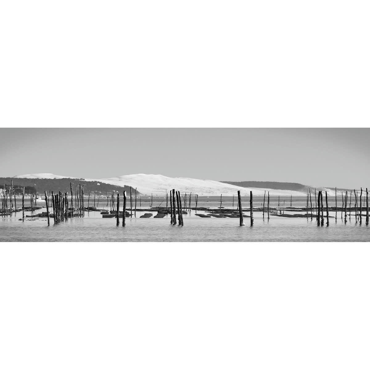 MER - Tableau sur toile Arcachon noir et blanc 30x97 cm