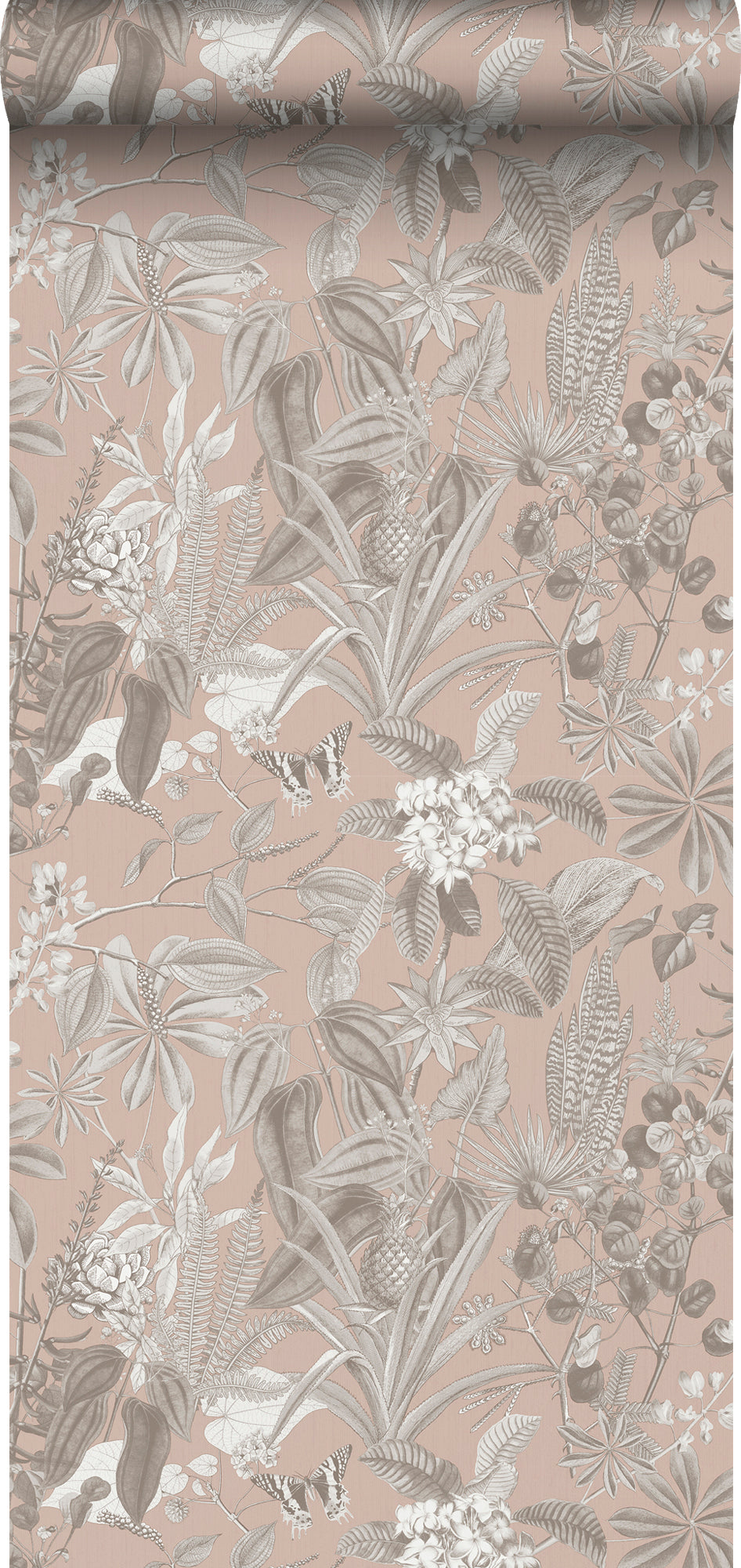 Sanders & Sanders behang tropische bladeren en bloemen grijs roze - 53 cm x 10 m - 640245