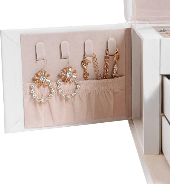 Szkatułka na biżuterię biała 3 poziomy organizer 12x17,5x13,5 cm
