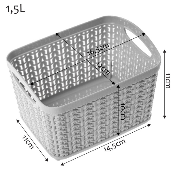 Koszyk Kosz Pojemnik Szary 1,5L Organizer Pudełko