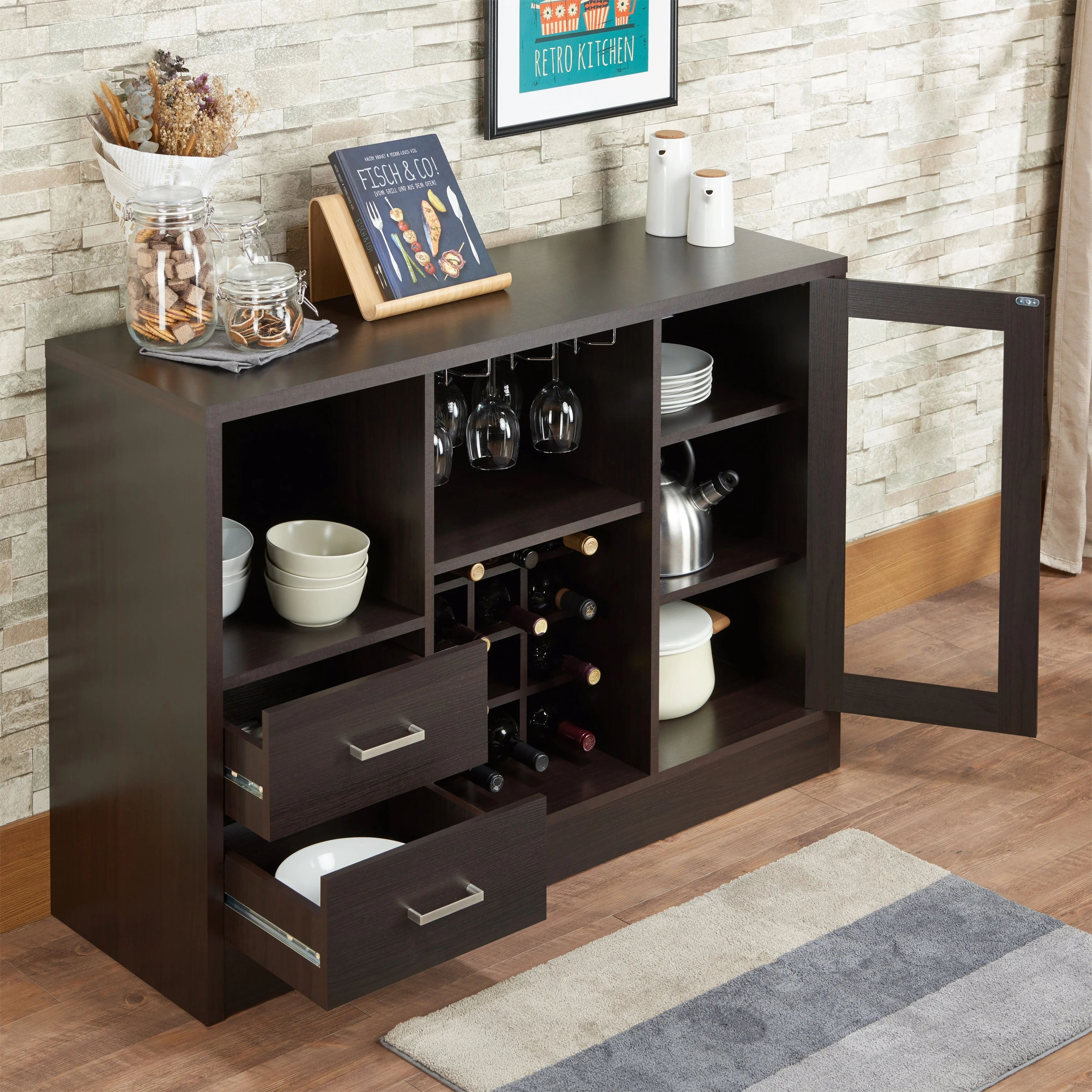 Espresso Finish Wine Cabinet