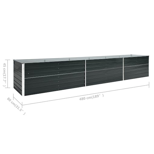 NNEVL Garden Raised Bed Galvanised Steel 480x80x45 cm Anthracite