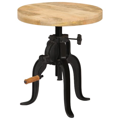 NNEVL Side Table 45x(45-62) cm Solid Mango Wood and Cast Iron