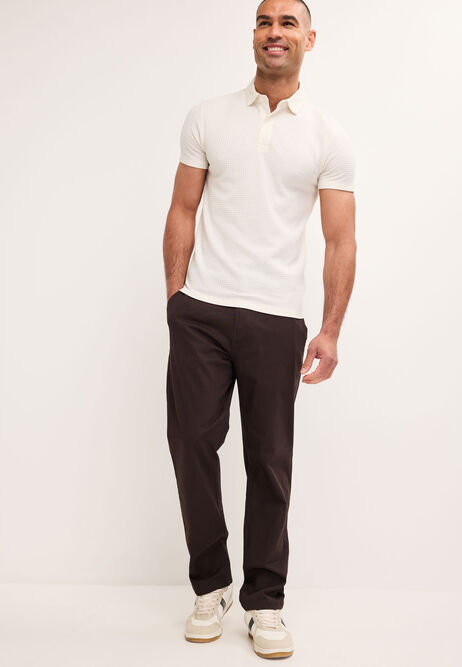Mens Brown Straight Leg Chino Trousers
