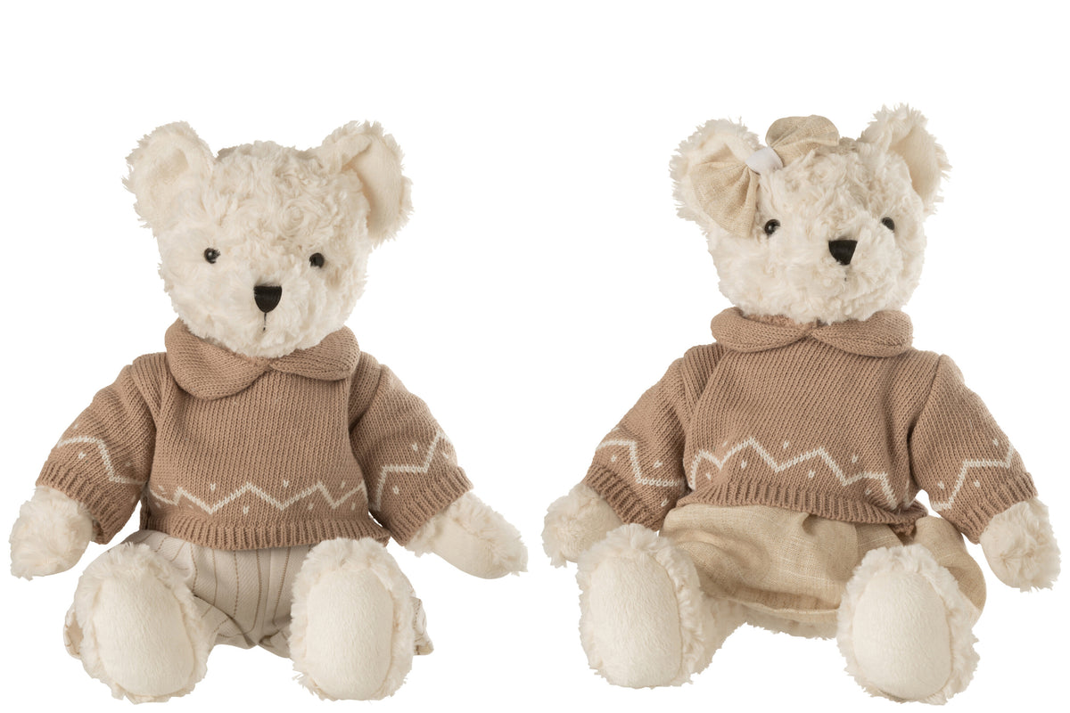 J-Line knuffel Beer Jongen/Meisje   Kledij - polyester - wit - large - 2 stuks