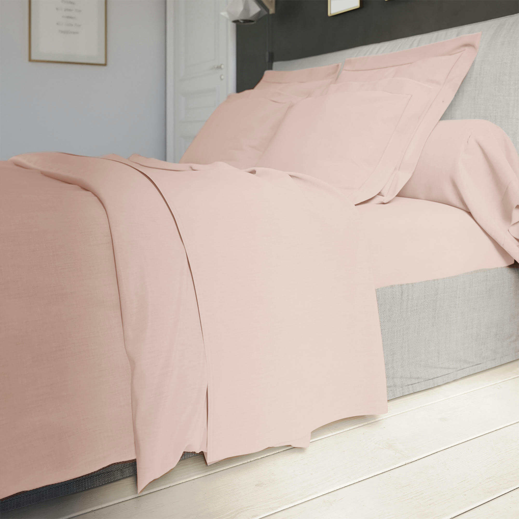 - Housse de couette coton coloris rose 140x200 cm - DODO