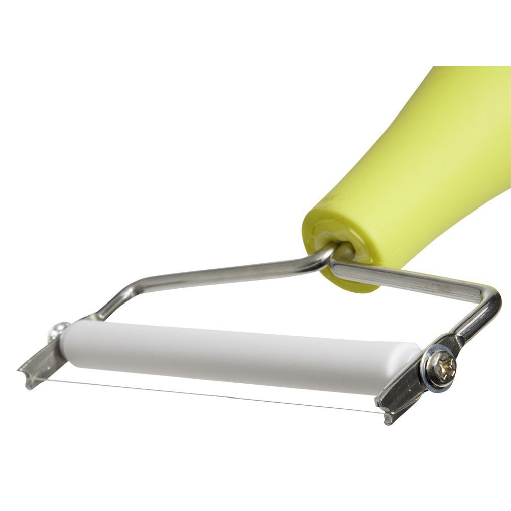 Coupe fromage fil acier inoxydable rouleau plastique blanc