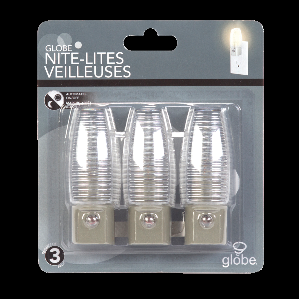Globe Electric Photoelectric Night Lights, White, 3-pk