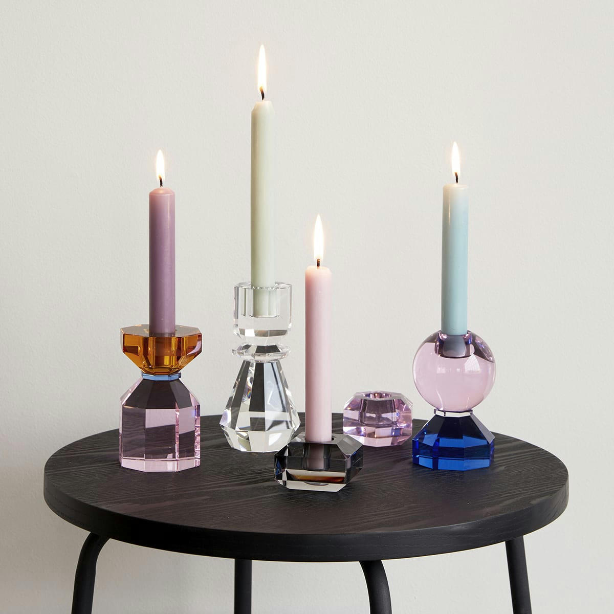 GEM - Bougeoir en verre fumé et rose H4 (x2)