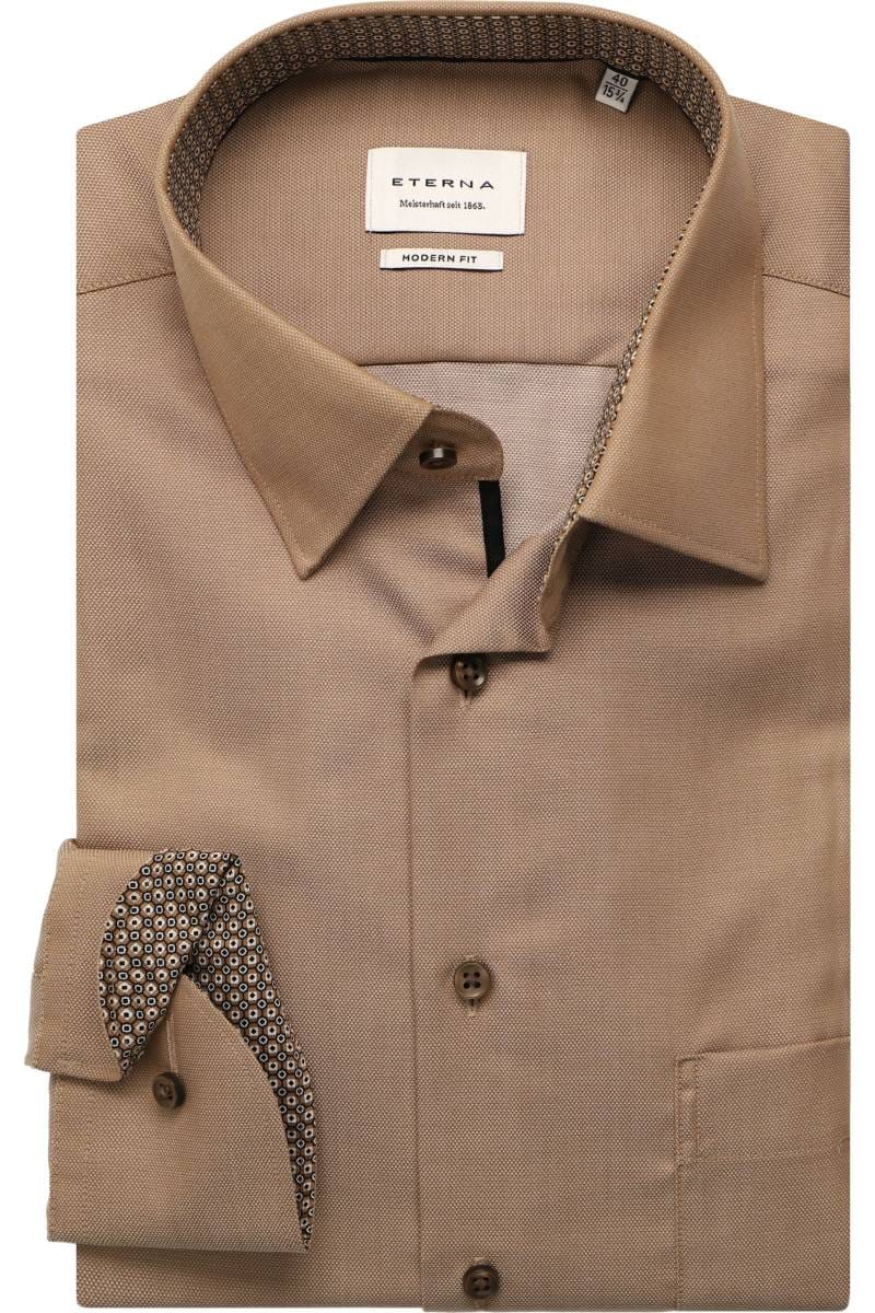 ETERNA Modern Fit Hemd beige, Strukturiert