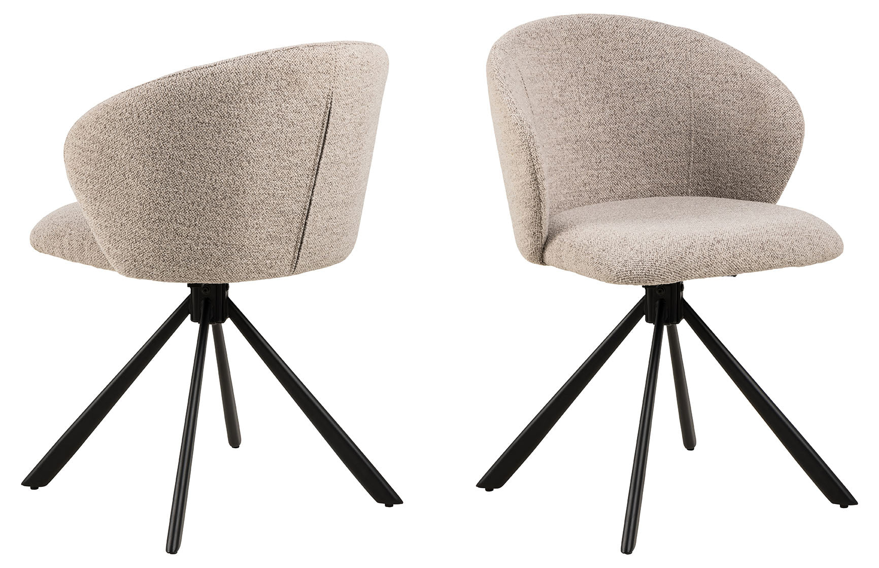 Rebellenclub Eetkamerstoel Koro - Set van 2 - Beige Bouclé