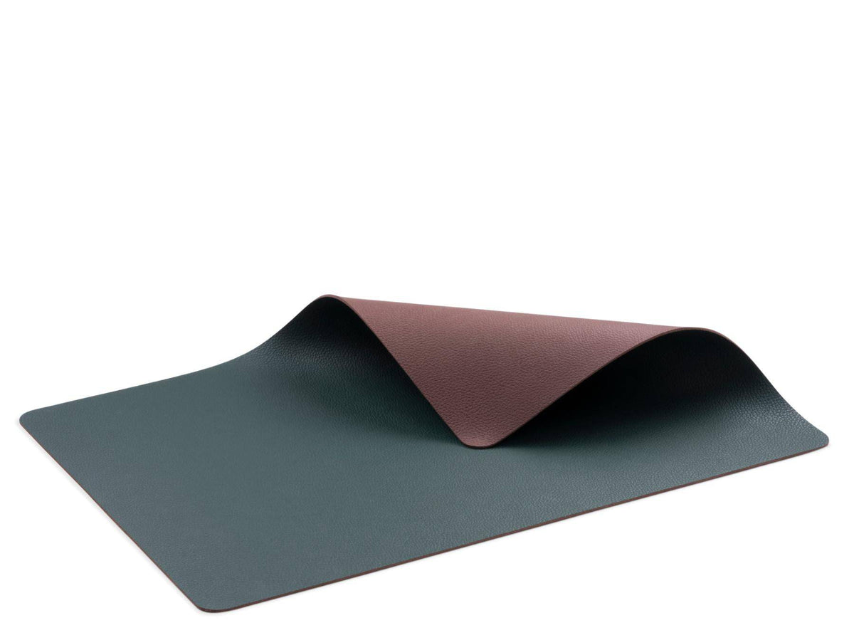Bitz Placemat imitatie leer - dubbelzijdig te gebruiken Donkergroen / Donkerbruin 46 x 33 cm - set van 4 stuks