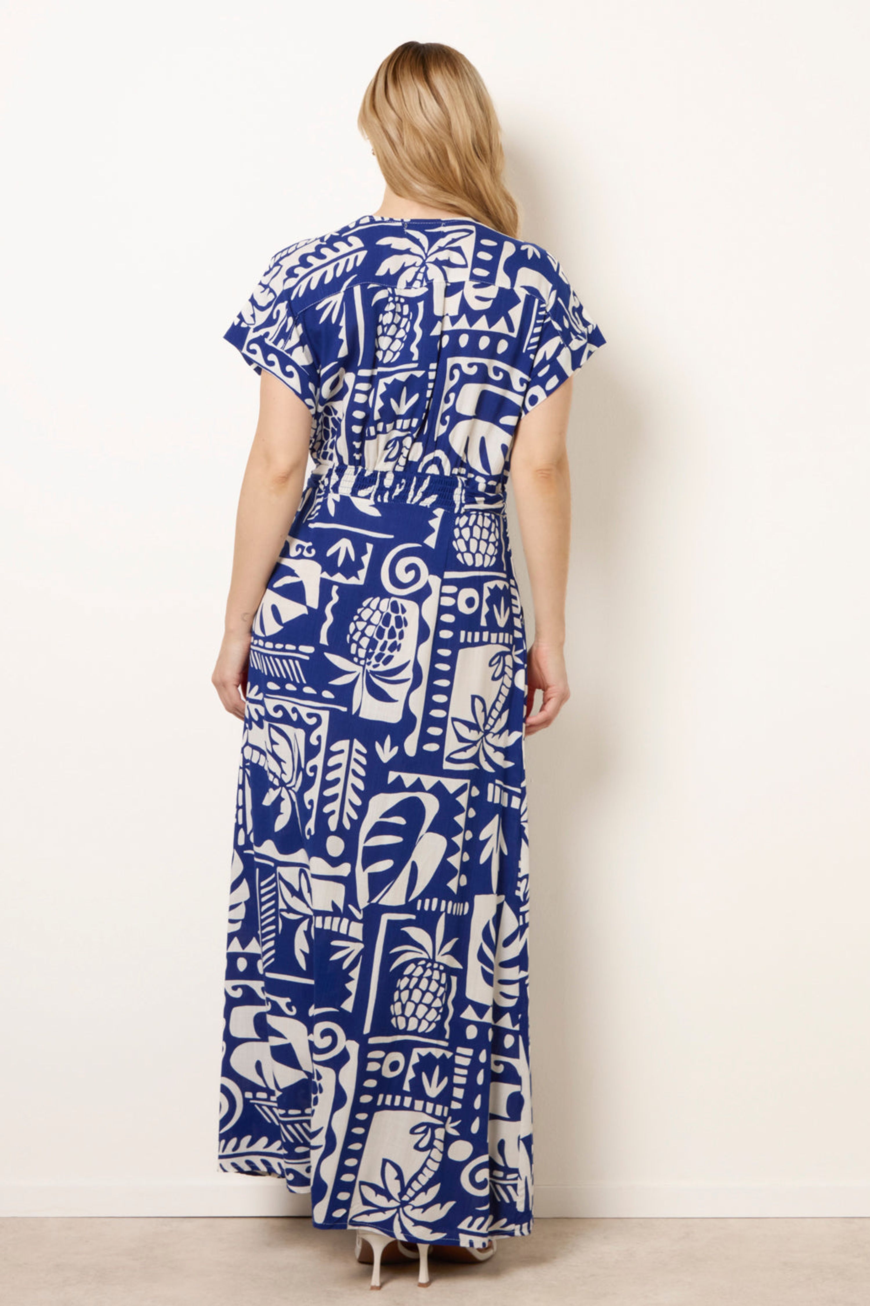Blue Vanilla Royal Tropical Block Print Dress