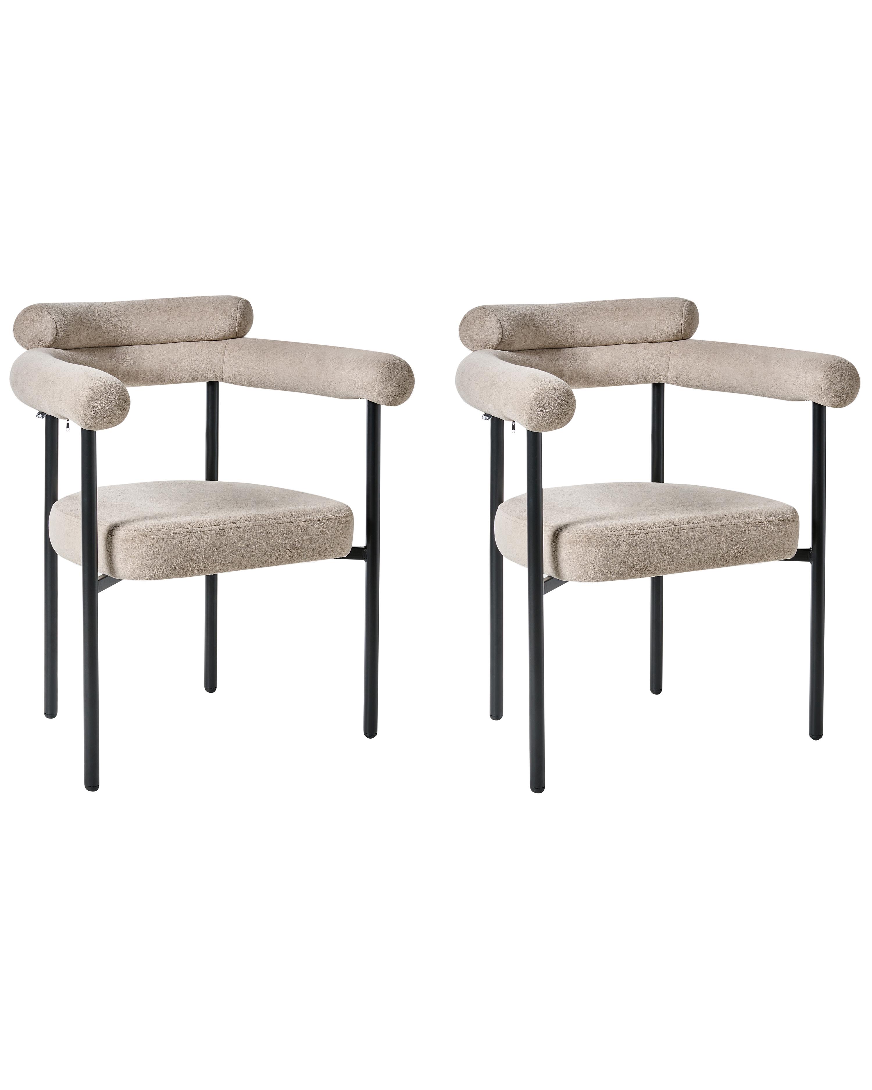 Set of 2 Dining Chairs LYNEY Fabric Beige