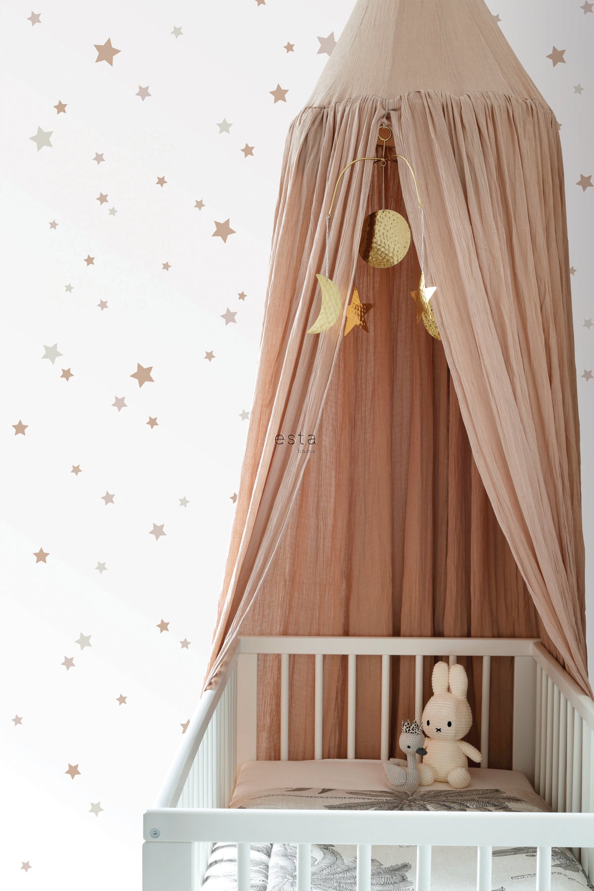ESTAhome muursticker sterrenhemel zandkleurig en terracotta - 33 x 47.5 cm - 156121