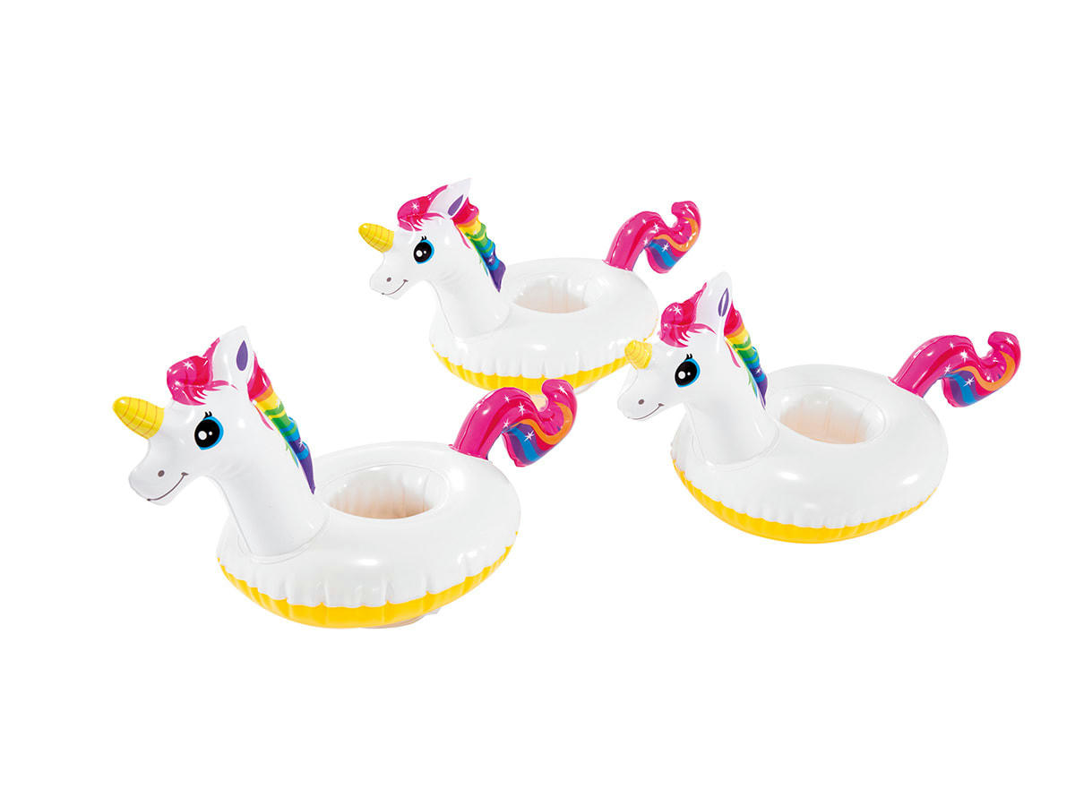 - Porte verre gonflable licorne en vinyle blanc
