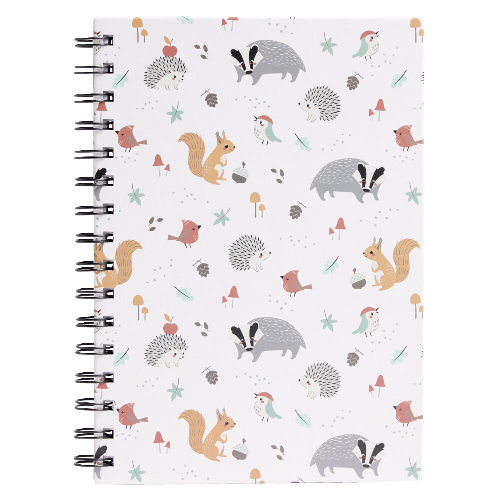 Carnet spirale A5 à lignes thème animaux forêt 160 pages