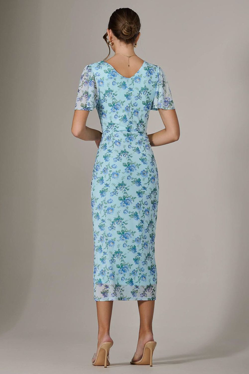 Jolie Moi Mesh Short Sleeve Midi Dress